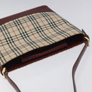 BURBERRY Nova Check Shoulder Bag Canvas Beige Gold Auth nb028-6