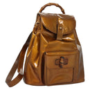 GUCCI Bamboo Backpack Patent leather Bronze Gold 003 1705 0030 Auth nb030-1