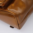 GUCCI Bamboo Backpack Patent leather Bronze Gold 003 1705 0030 Auth nb030-18