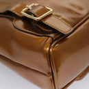 GUCCI Bamboo Backpack Patent leather Bronze Gold 003 1705 0030 Auth nb030-19