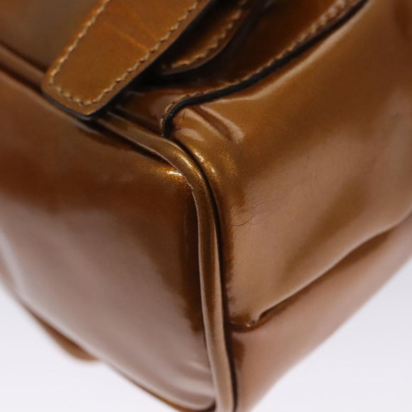 GUCCI Bamboo Backpack Patent leather Bronze Gold 003 1705 0030 Auth nb030