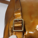 GUCCI Bamboo Backpack Patent leather Bronze Gold 003 1705 0030 Auth nb030-22