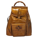 GUCCI Bamboo Backpack Patent leather Bronze Gold 003 1705 0030 Auth nb030-13