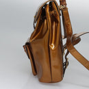 GUCCI Bamboo Backpack Patent leather Bronze Gold 003 1705 0030 Auth nb030-3