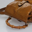 GUCCI Bamboo Backpack Patent leather Bronze Gold 003 1705 0030 Auth nb030-6