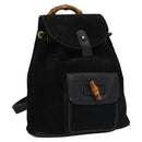 GUCCI Bamboo Backpack Suede Leather Black Gold 003 1705 0030 Auth nb031-1