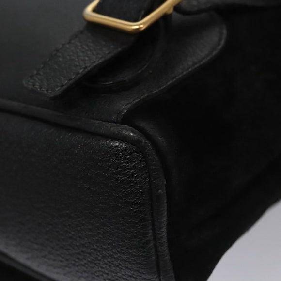 GUCCI Bamboo Backpack Suede Leather Black Gold 003 1705 0030 Auth nb031