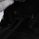 GUCCI Bamboo Backpack Suede Leather Black Gold 003 1705 0030 Auth nb031-26