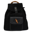 GUCCI Bamboo Backpack Suede Leather Black Gold 003 1705 0030 Auth nb031-13