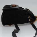GUCCI Bamboo Backpack Suede Leather Black Gold 003 1705 0030 Auth nb031-3