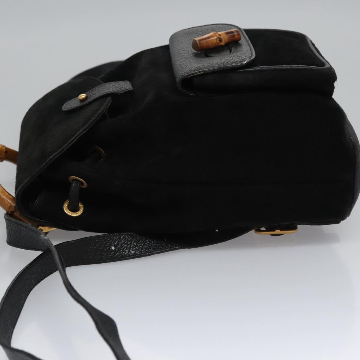 GUCCI Bamboo Backpack Suede Black Gold 003 GUCCI Bamboo Backpack Suede Leather Black Gold 003 1705 0030  main image 2