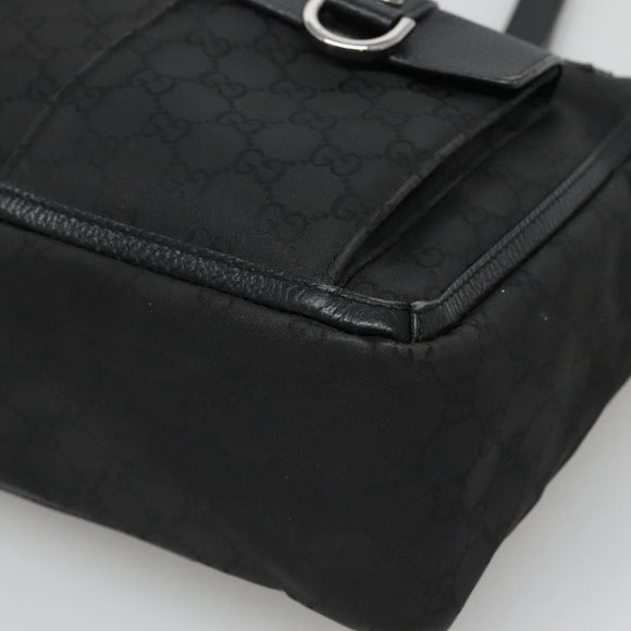 GUCCI GG Canvas Tote Bag Nylon Outlet Black Silver 268639 Auth nb032