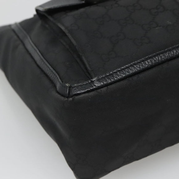 GUCCI GG Canvas Tote Bag Nylon Outlet Black Silver 268639 Auth nb032