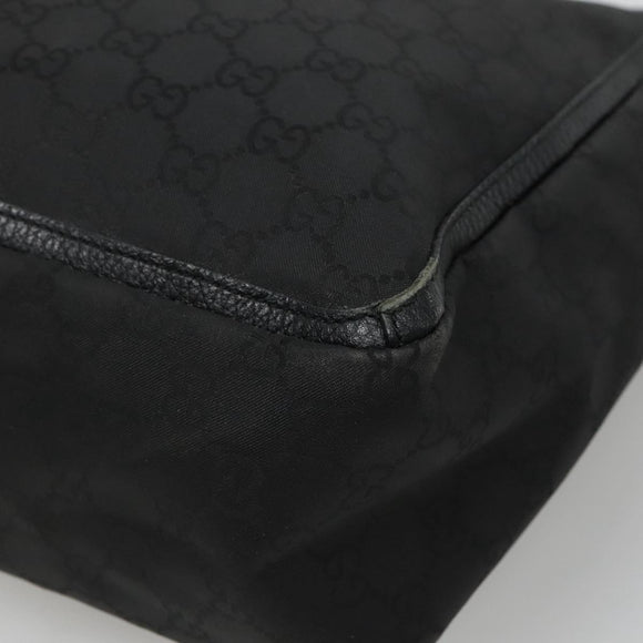 GUCCI GG Canvas Tote Bag Nylon Outlet Black Silver 268639 Auth nb032