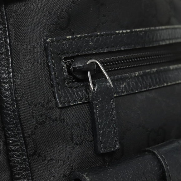 GUCCI GG Canvas Tote Bag Nylon Outlet Black Silver 268639 Auth nb032