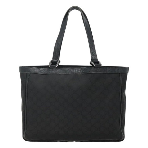 GUCCI GG Canvas Tote Bag Nylon Outlet Black Silver 268639 Auth nb032