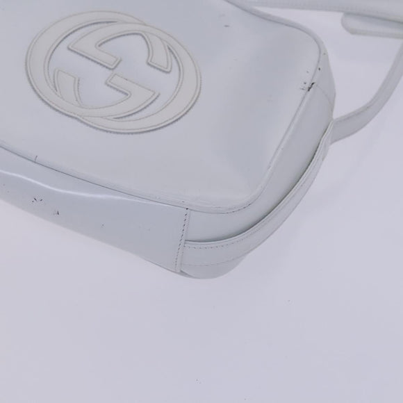 GUCCI Shoulder Bag Patent leather White Auth nb038