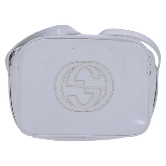 GUCCI Shoulder Bag Patent leather White Auth nb038