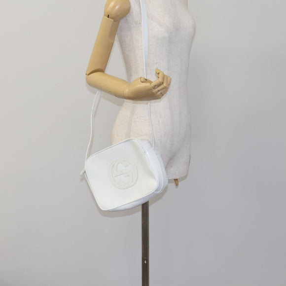 GUCCI Shoulder Bag Patent leather White Auth nb038