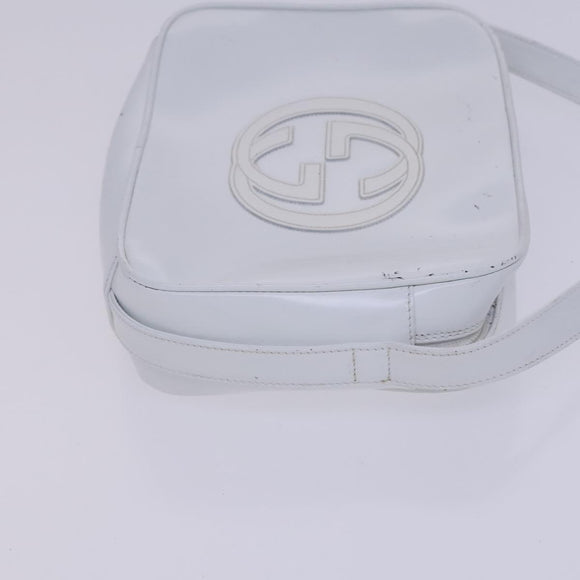 GUCCI Shoulder Bag Patent leather White Auth nb038