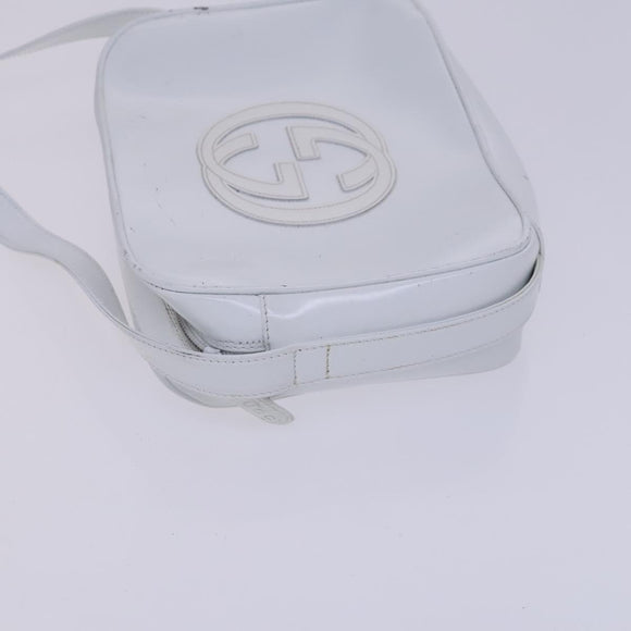 GUCCI Shoulder Bag Patent leather White Auth nb038