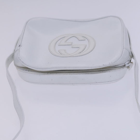 GUCCI Shoulder Bag Patent leather White Auth nb038