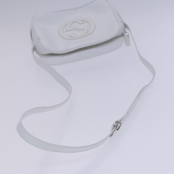 GUCCI Shoulder Bag Patent leather White Auth nb038
