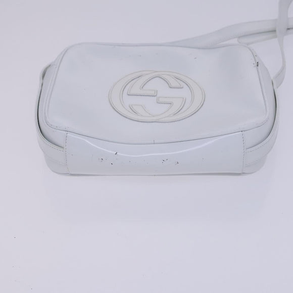 GUCCI Shoulder Bag Patent leather White Auth nb038