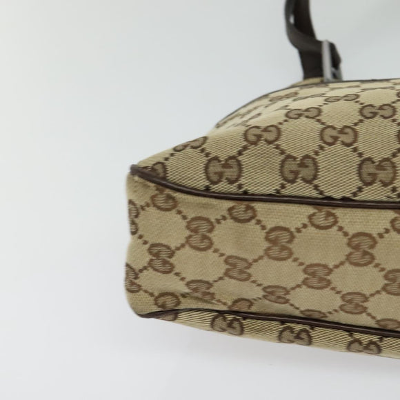 GUCCI GG Canvas Shoulder Bag Beige Silver 121023 Auth nb042