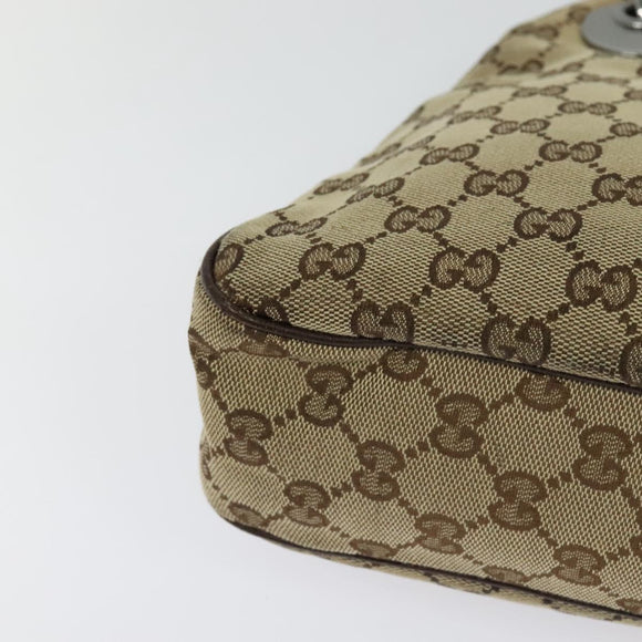 GUCCI GG Canvas Shoulder Bag Beige Silver 121023 Auth nb042A