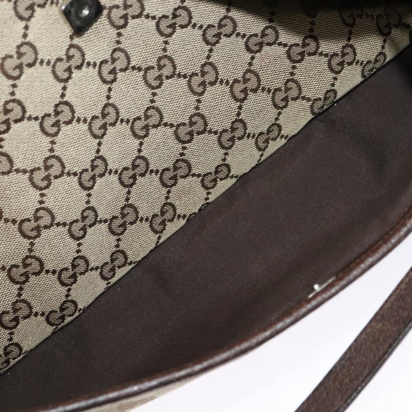 GUCCI GG Canvas Shoulder Bag Beige Silver 121023 Auth nb042