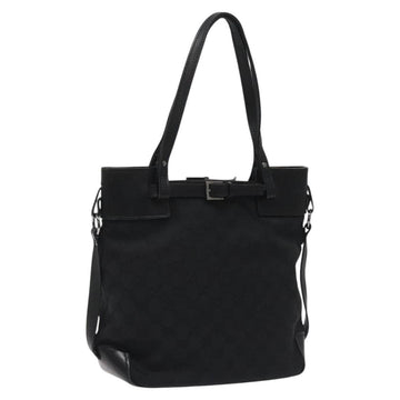 GUCCI GG Canvas Tote Bag Black Silver 107757 Auth nb044