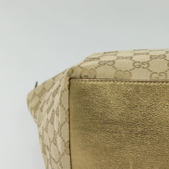 GUCCI GG Canvas Sherry Line Tote Bag Beige Pink gold 131230 Auth nb048