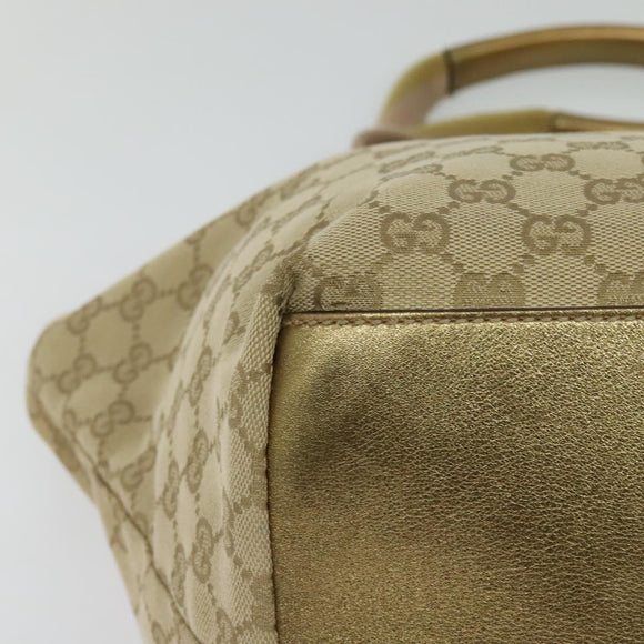 GUCCI GG Canvas Sherry Line Tote Bag Beige Pink gold 131230 Auth nb048