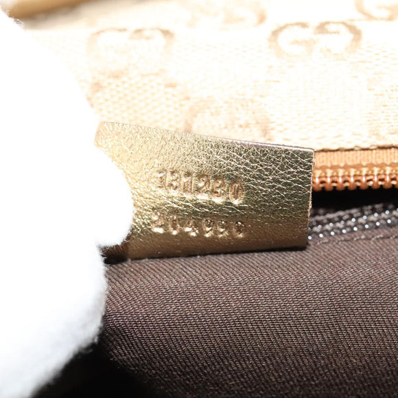 GUCCI GG Canvas Sherry Line Tote Bag Beige Pink gold 131230 Auth nb048