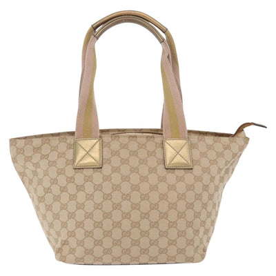 GUCCI GG Canvas Sherry Line Tote Bag Beige Pink gold 131230 Auth nb048 - 0