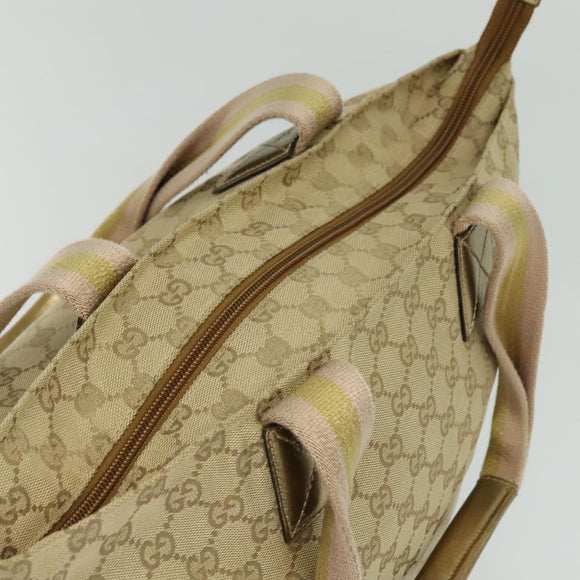 GUCCI GG Canvas Sherry Line Tote Bag Beige Pink gold 131230 Auth nb048