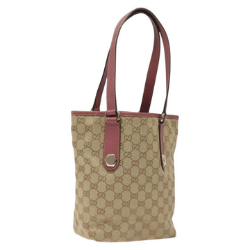 GUCCI GG Canvas Tote Bag Beige Pink Auth nb054