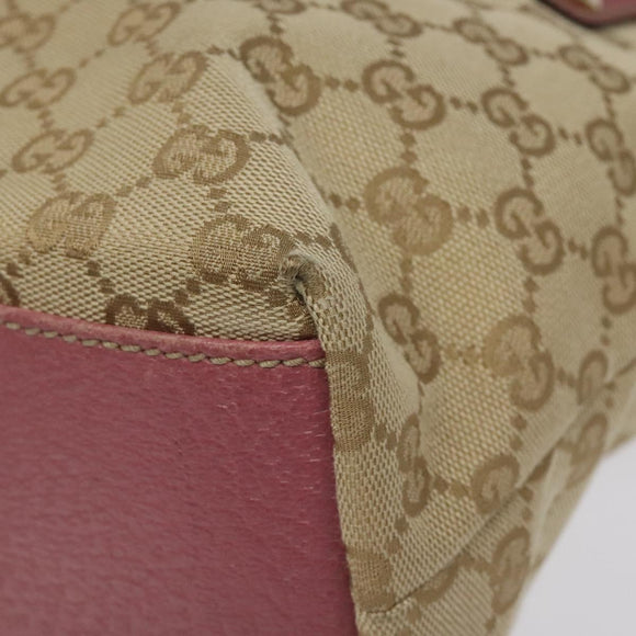 GUCCI GG Canvas Tote Bag Beige Pink Auth nb054