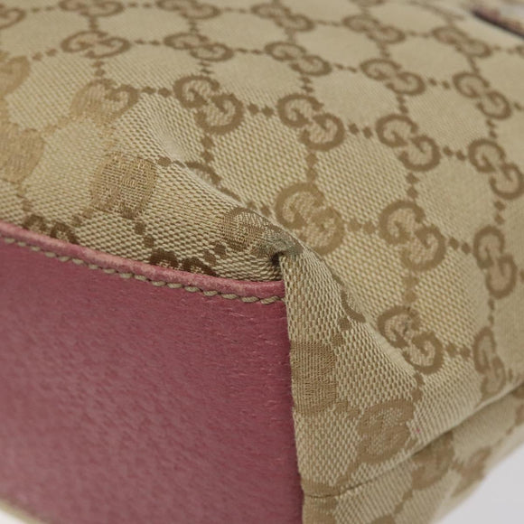 GUCCI GG Canvas Tote Bag Beige Pink Auth nb054