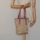 GUCCI GG Canvas Tote Bag Beige Pink Auth nb054-21