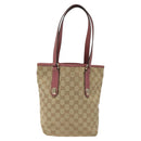 GUCCI GG Canvas Tote Bag Beige Pink Auth nb054-13