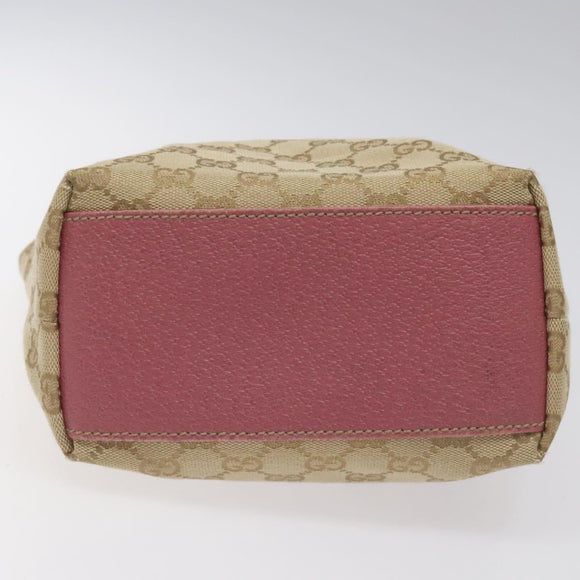 GUCCI GG Canvas Tote Bag Beige Pink Auth nb054