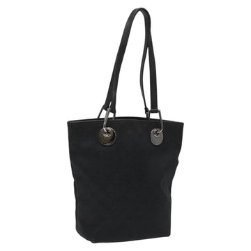 GUCCI GG Canvas Tote Bag Black Silver 120840 Auth nb060