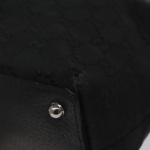 GUCCI GG Canvas Tote Bag Black Silver 120840 Auth nb060