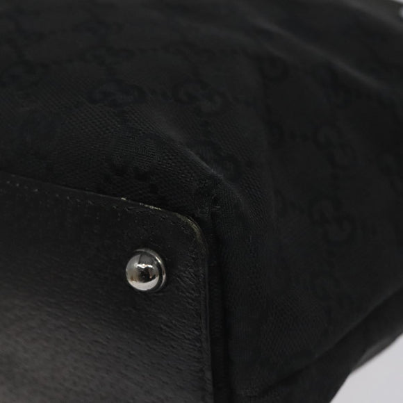 GUCCI GG Canvas Tote Bag Black Silver 120840 Auth nb060
