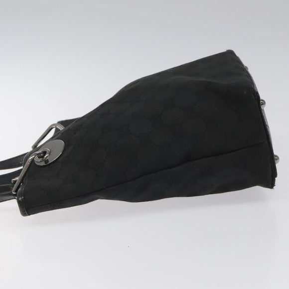 GUCCI GG Canvas Tote Bag Black Silver 120840 Auth nb060