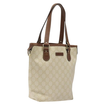 GUCCI GG Supreme Tote Bag PVC Gold White 189897 Auth nb065