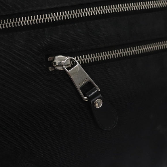 GUCCI Web Sherry Line Shoulder Bag Nylon Silver Black Red 246409 Auth nb073