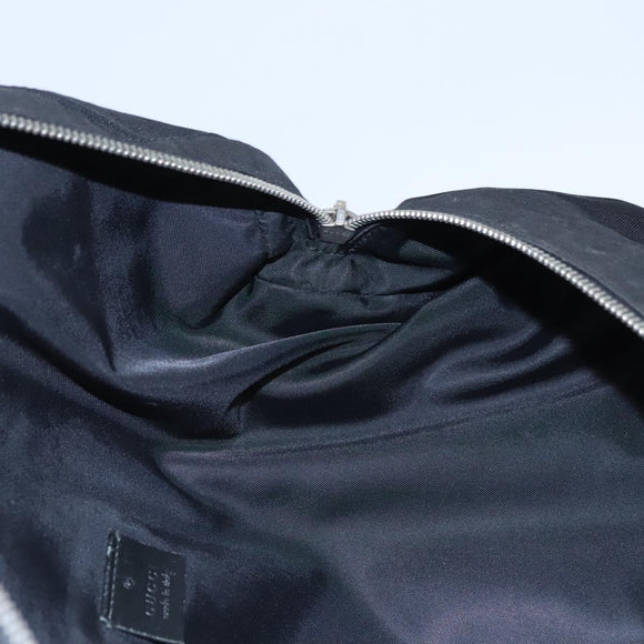 GUCCI Web Sherry Line Shoulder Bag Nylon Silver Black Red 246409 Auth nb073